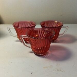 Vtg Federal Glass Co 1940s Carnival Diana Ruby Demitasse kids cups